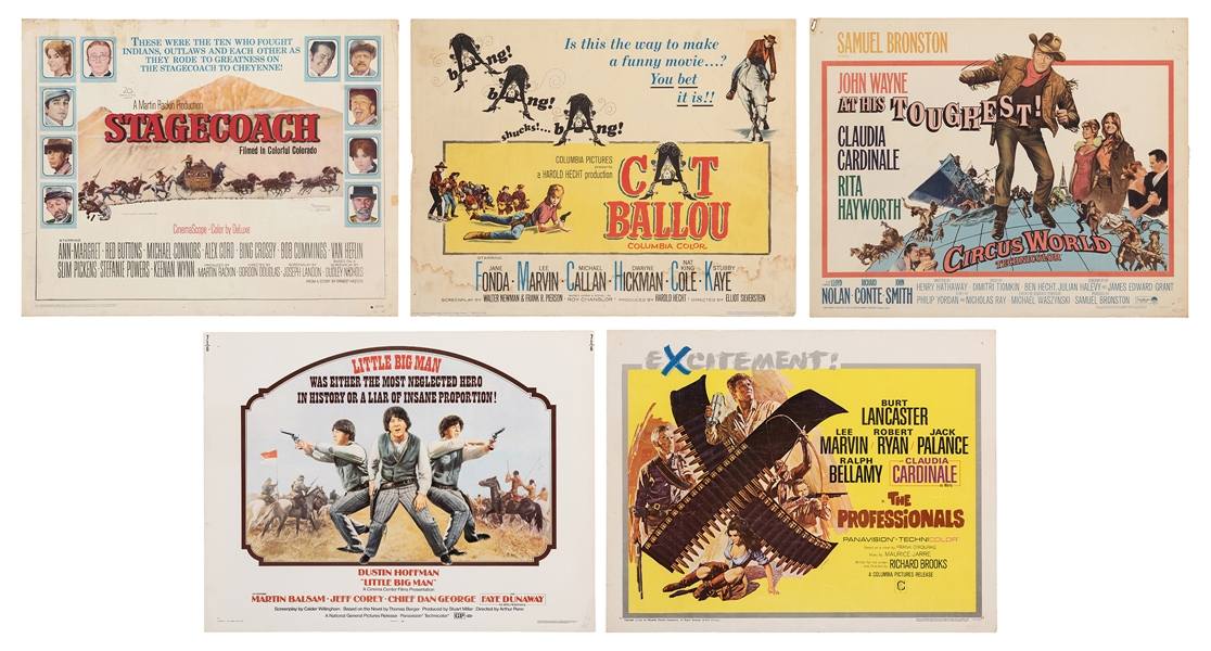  Western Half Sheet Movie Posters. 5 pcs. 