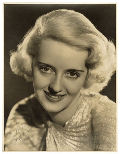  Bette Davis Inscribed and Signed Oversize Glamour Photo. 