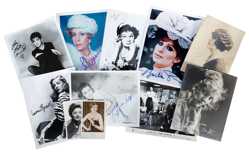  Ten Film Actresses’ Signatures on Photographs, and Unsigned Vintage RPPCs. 