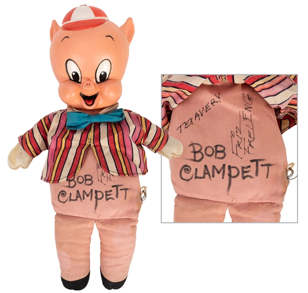  Porky Pig Talking Doll signed by Tex Avery, Friz Freeling, and Bob Clampett. 1964.