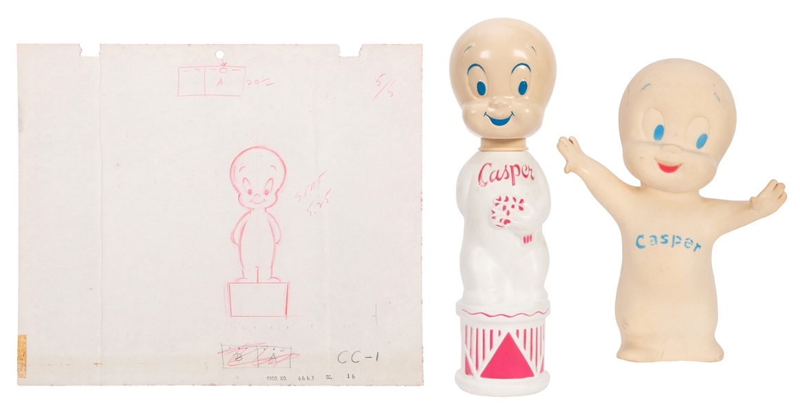  Casper the Friendly Ghost Production Drawing and Figural Group. 