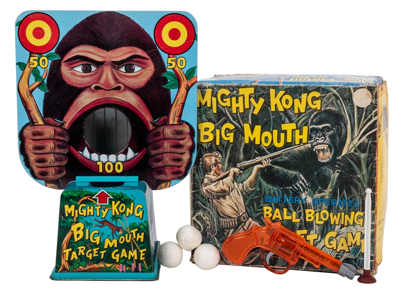  Mighty Kong Big Mouth Ball Blowing Game in Original Box. 1950s.