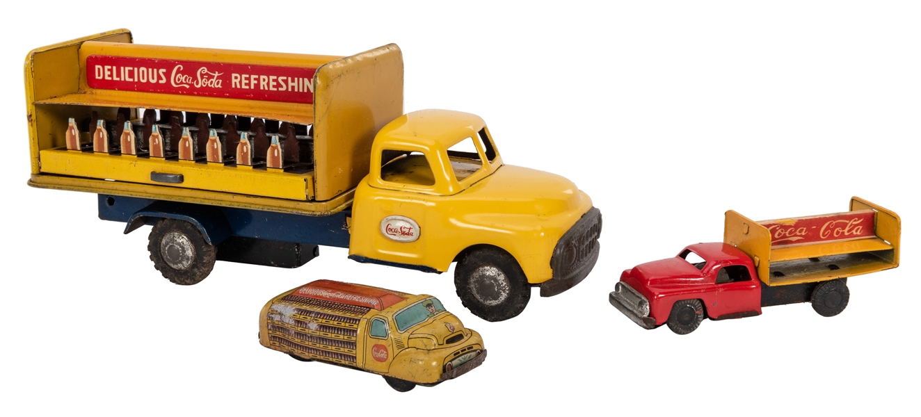 Trio of Coca-Cola / Soda Toy Delivery Trucks. 