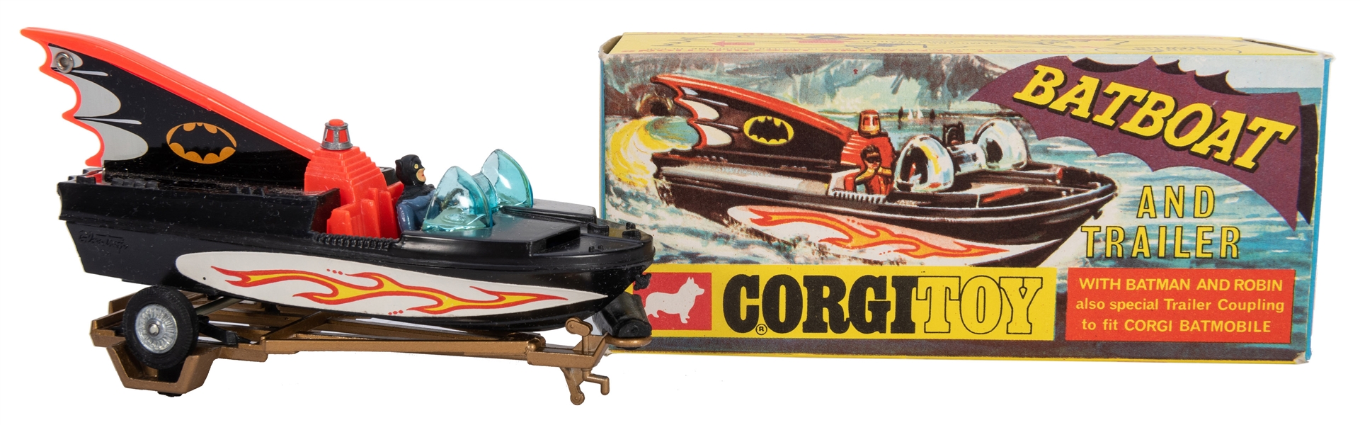  Corgi Bat-Boat and Trailer #107 in Original Box. 1967.