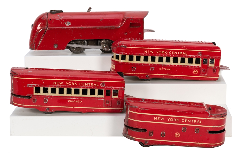  Marx New York Central Red Mercury Steam Passenger Set. 1937-40.