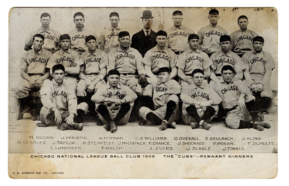  1906 Chicago Cubs Team Baseball Postcard. 
