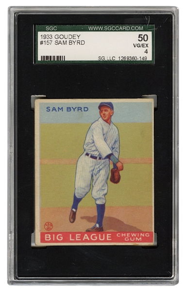  1933 Goudey Sam Byrd No. 157. 
