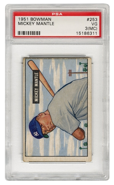 1951 Bowman Mickey Mantle Rookie No. 253. 