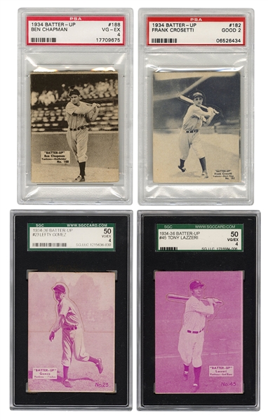  1934—36 Batter-Up. Lot of Four Yankees Cards. 