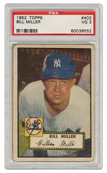  1952 Topps Bill Miller No. 403. 