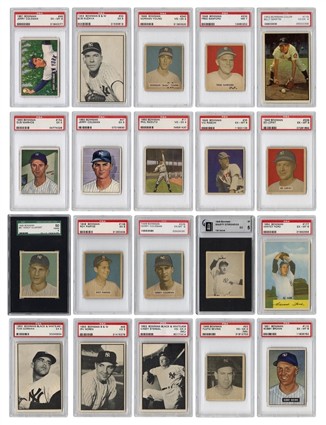  1940s—50s Bowman New York Yankees Graded Card Collection. 