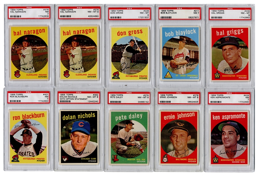 1959 Topps Baseball. Group of 18 Graded Cards. 