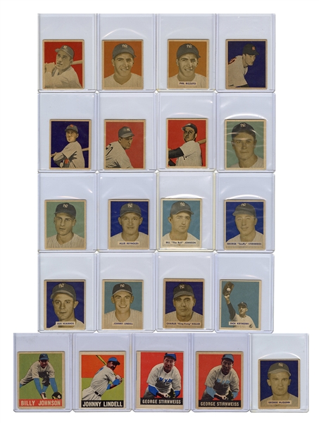  1949 Bowman / Leaf New York Yankees Cards. Lot of 21. 