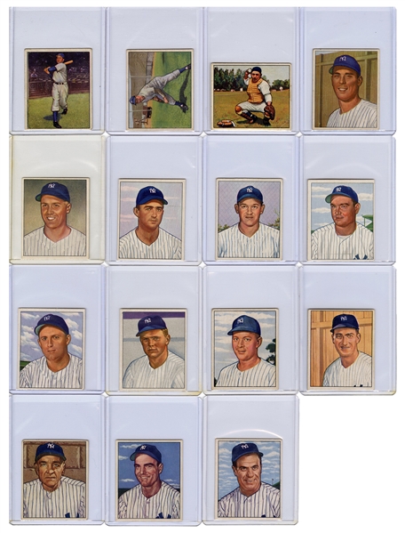  1950 Bowman New York Yankees Cards. Lot of 15. 