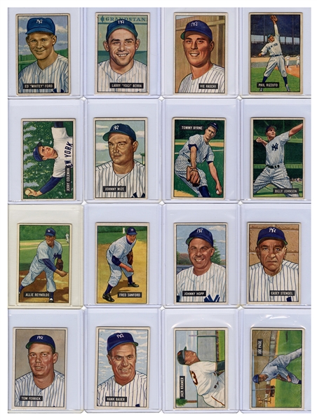  1951 Bowman New York Yankees Cards. Lot of 23. 