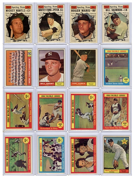  1961 Topps New York Yankees Baseball Cards. Lot of 50. 