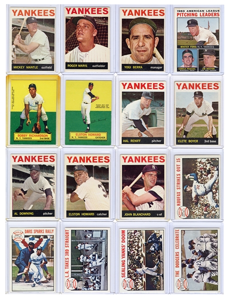  1964 Topps New York Yankees Baseball Cards. Lot of 36. 