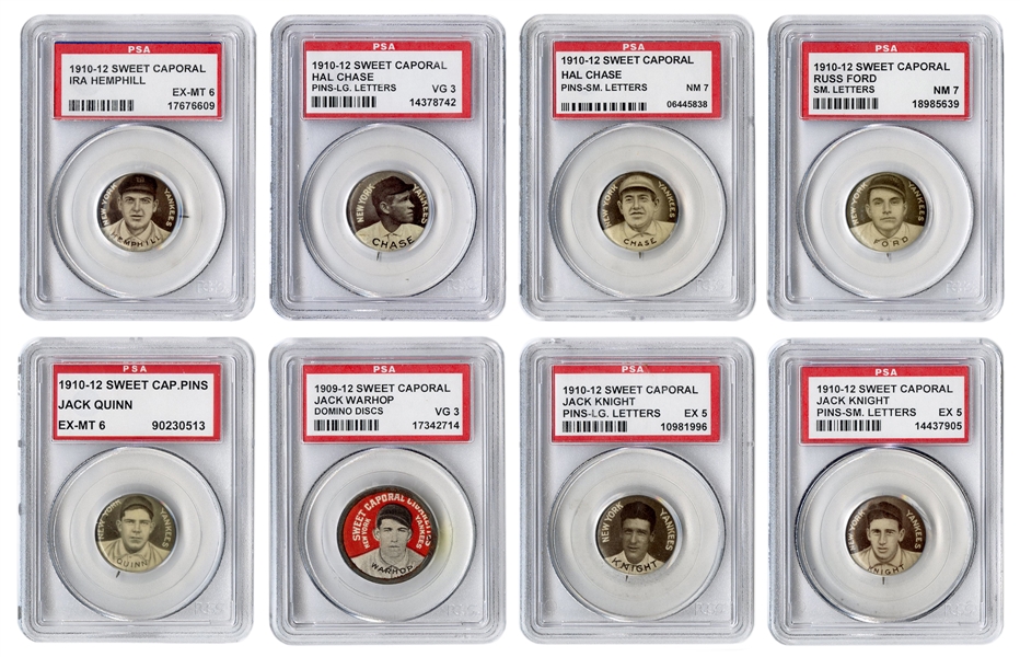  1910—12 / 1909—12 Sweet Caporal PSA Graded Baseball Pins. Lot of 8. 
