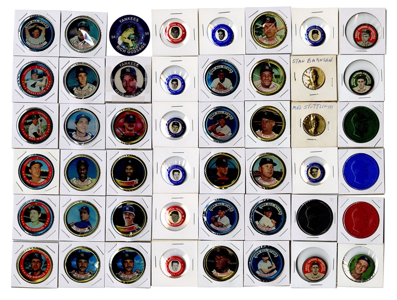  1910s—1980s New York Yankees Pins and Discs Collection. Lot of Over 50. 
