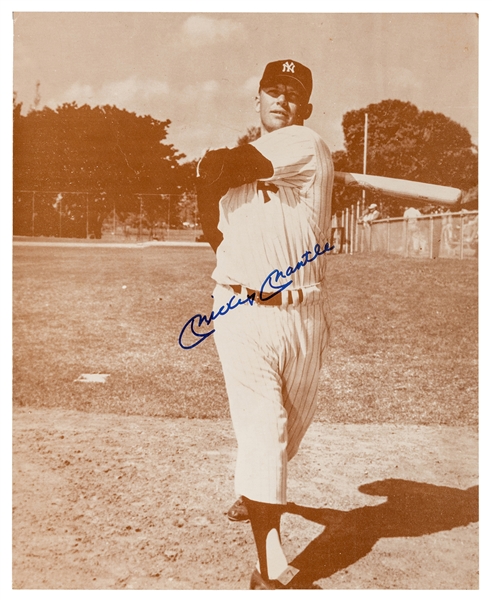  Mickey Mantle Large Format Photo with Live Signature. 1950s.