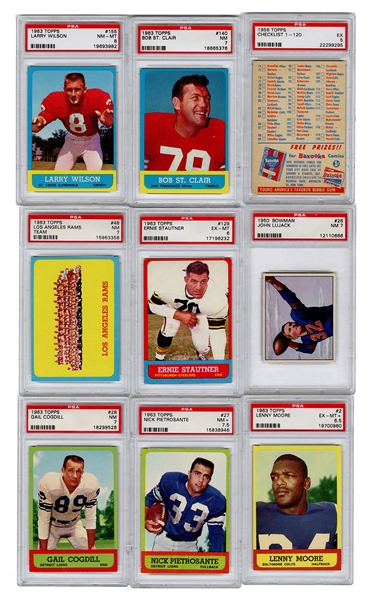  1950s—60s Topps / Bowman Football Cards. Twelve Graded Cards. 