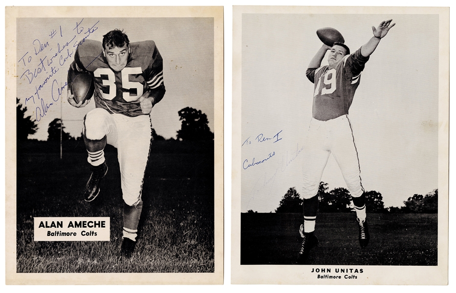  Alan Ameche and Johnny Unitas Photos Inscribed to a Cub Scouts Pack. 