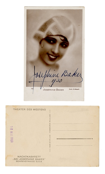  Josephine Baker Signed Photo Postcard. 