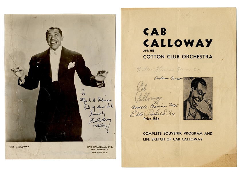  Cab Calloway Inscribed and Signed Cotton Club Orchestra Program and Photo. 