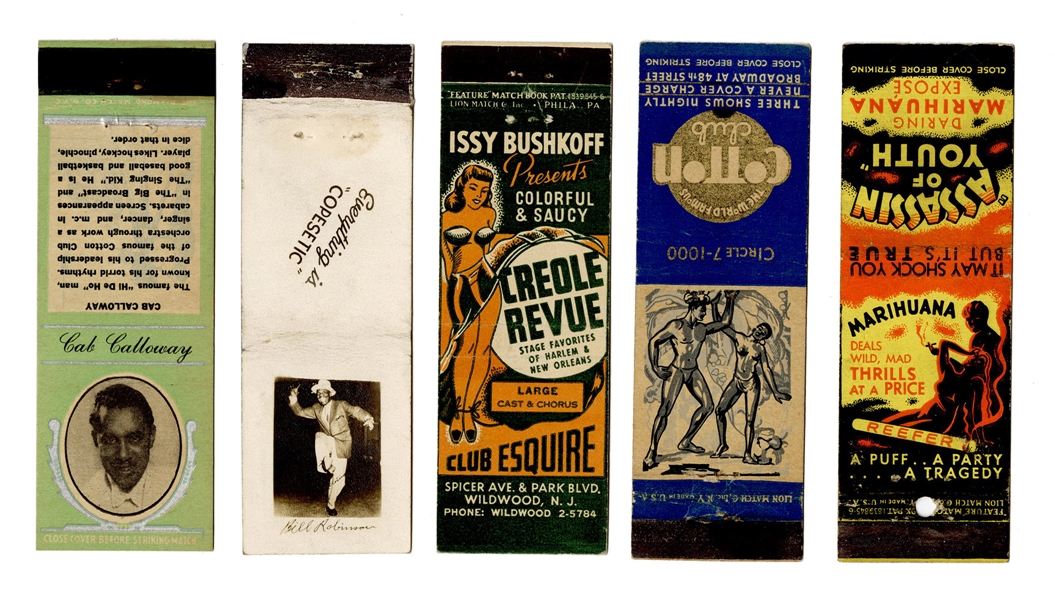  Group of Five 1930s Matchbook Covers, Including “Assassin of Youth.”
