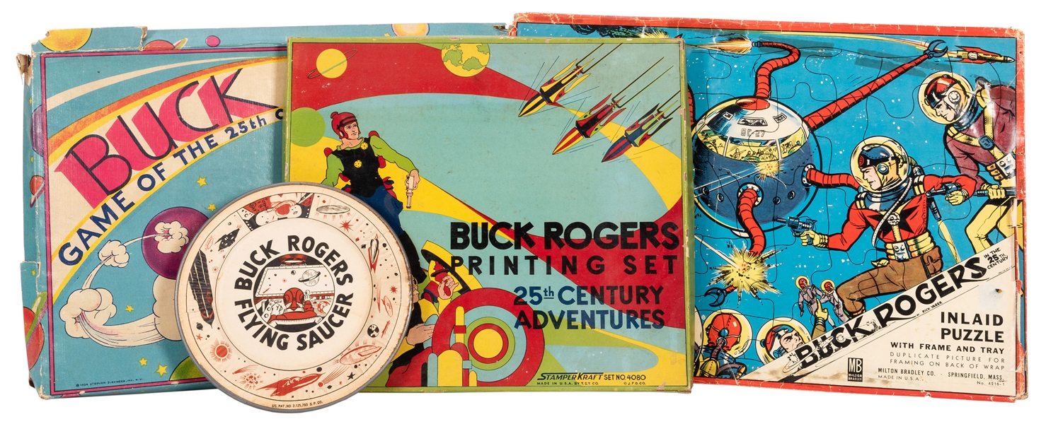  Buck Rogers Flying Saucer, Games, and Puzzle. 4 pcs.  