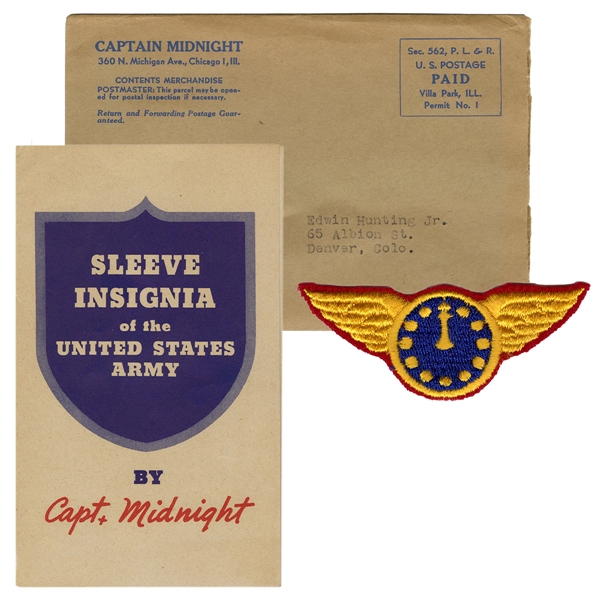  Captain Midnight Insignia Fabric Patch, Booklet, and Mailer.  