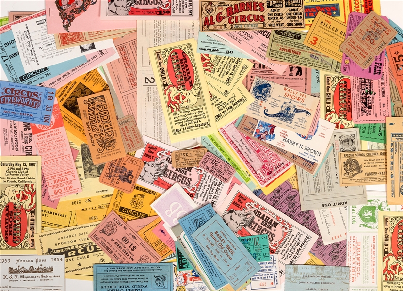  Collection of Over 150 Fair and Circus Tickets. 