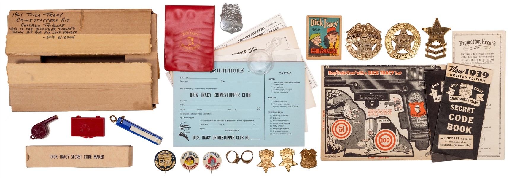  Collection of Dick Tracy Premiums. 20 pcs. 