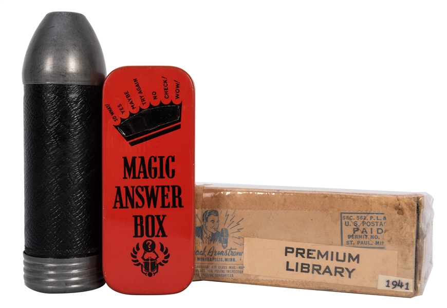  Jack Armstrong Magic Answer Box and Bullet Flashlight. 