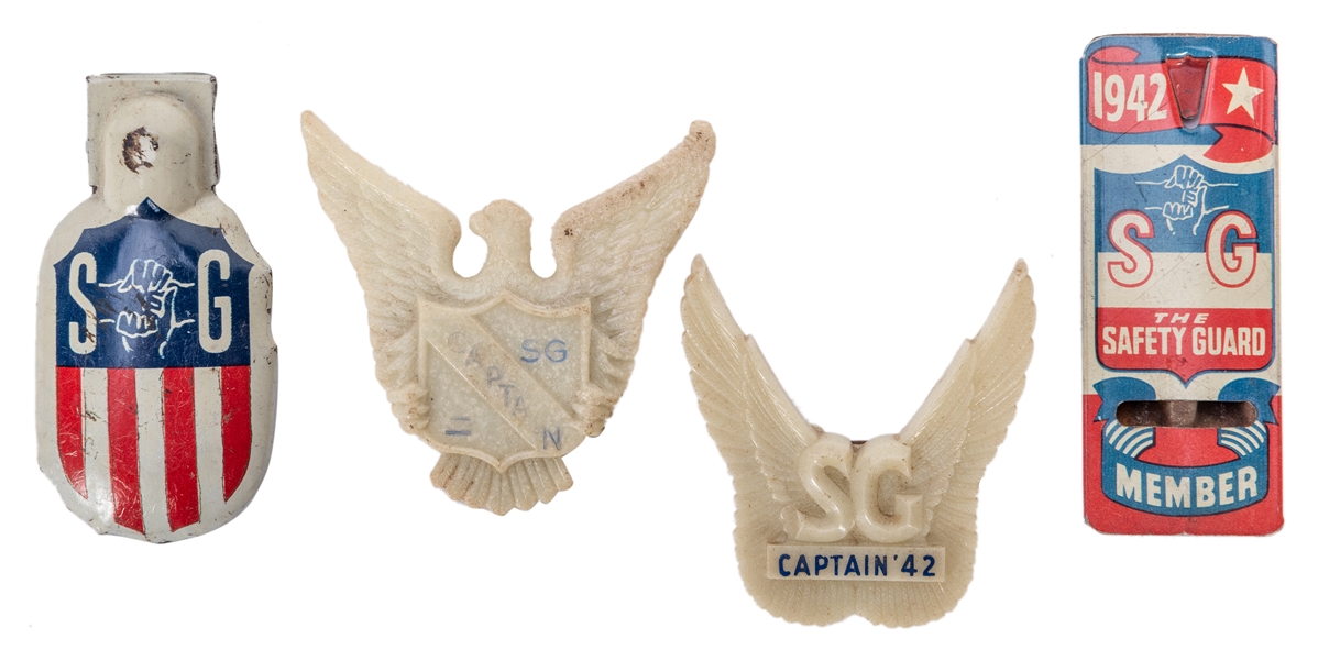  Little Orphan Annie ‘SG Captain’ Safety Guard Glow Bird Badges and Other Premiums. 4 pcs. 