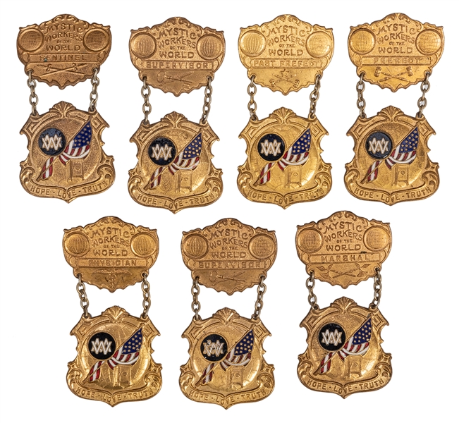  Mystic Workers of the World Badges. 7 pcs. 