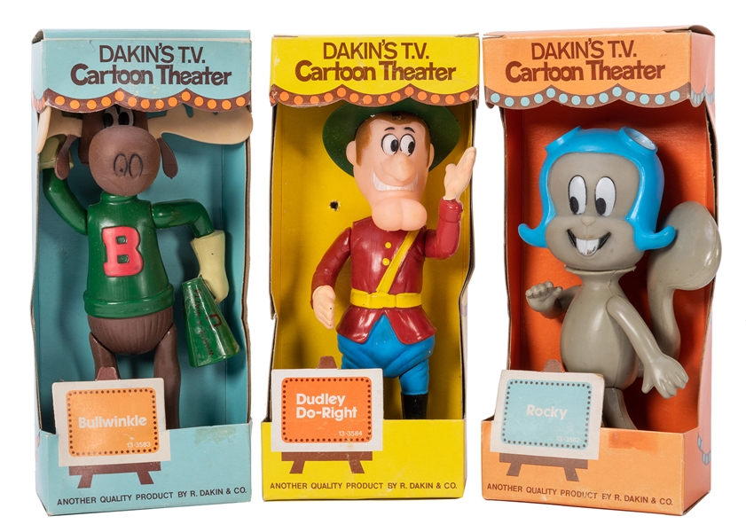  Rocky, Bullwinkle, and Dudley Do-Right Boxed Dakin Trio. 
