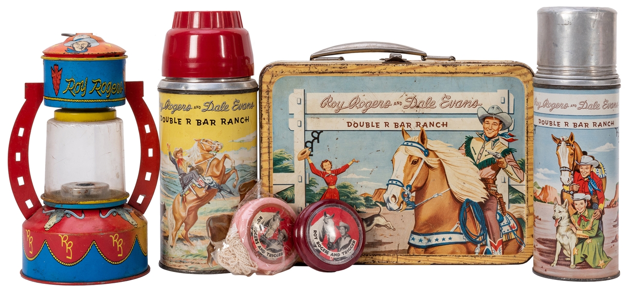  Roy Rogers Lunch Box and Collectables. 6 pcs. 