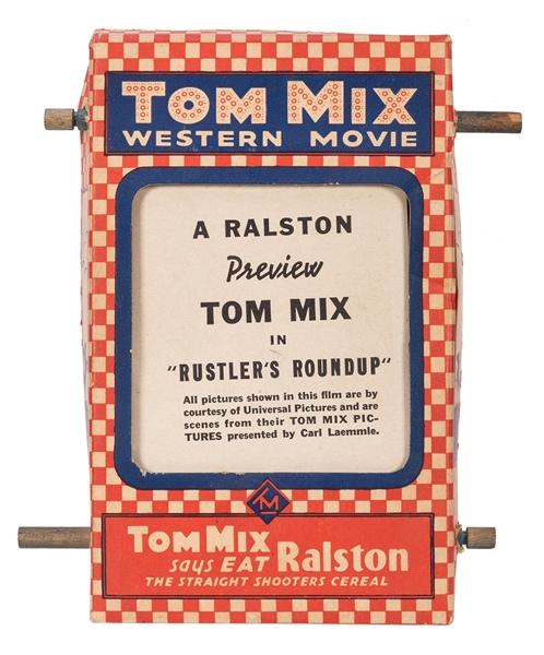  Tom Mix Western MovieCardboard Mechanical Viewer. 