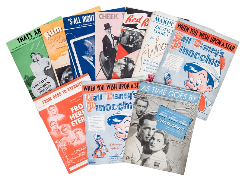  Group of Ten Pieces of Movie and TV Sheet Music.