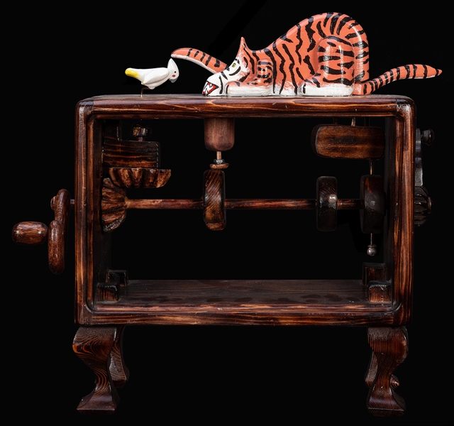 Stud Walker “Peaches and the Tiger” Whirligig / Automaton.