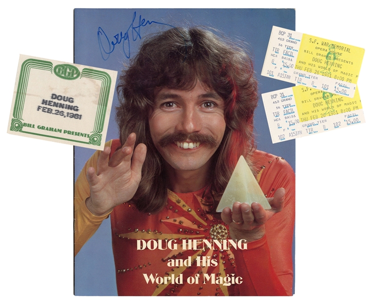 Henning, Doug. Doug Henning and His World of Magic Signed Program, Tickets, and Special Pass. 1981. 
