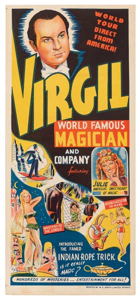Virgil (Virgil Mulkey). Virgil. World Famous Magician. Poster.
