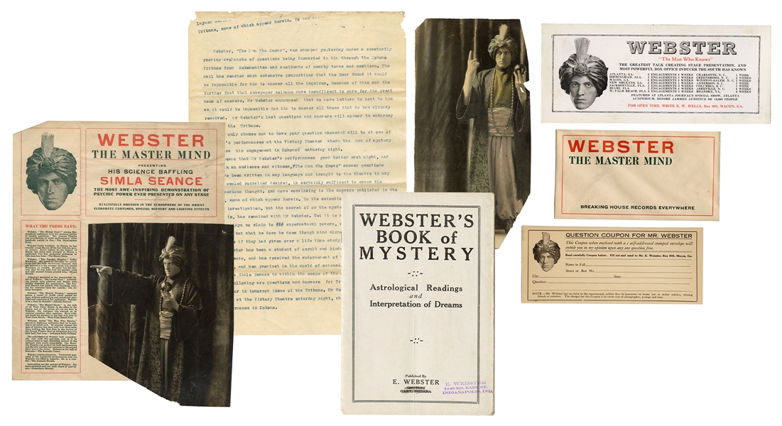 Webster (Edward William Wells). Collection of Webster Ephemera. 20 pcs. 
