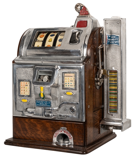 Lot Detail Od Jennings Rock Ola Five Cent Slot Machine With Mint