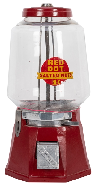 Hawkeye One Cent Red Dot Nuts Vending Machine.