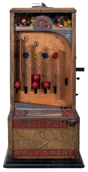 Indoor Amusement Co. One Cent Ball Gum Striker Arcade Game.
