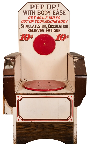 Coin-Operated Ten Cent Vibrating “Body Ease” Chair.