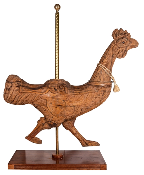 English Carved Rooster / Cockerel Carousel Figure.