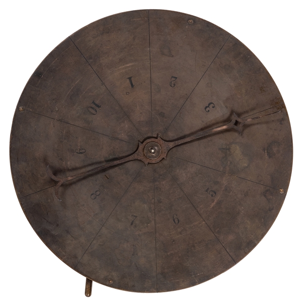 Antique Brass Gaming Wheel with Spinning Pointer.